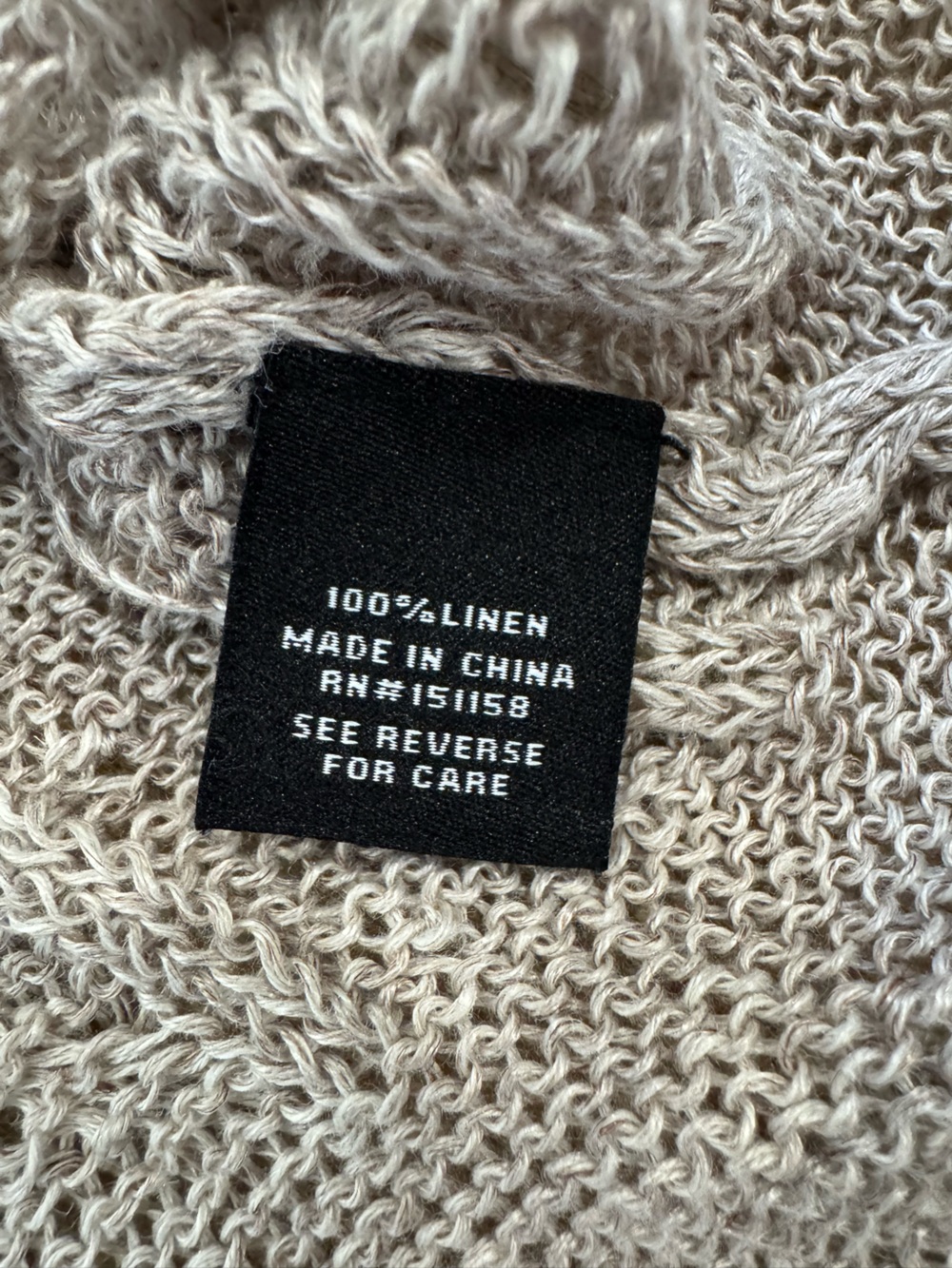 100% Linen 525 America Beige Knit Tank Top - Picture 3 of 4